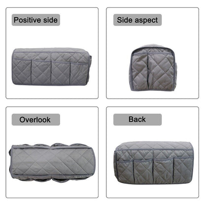 2 Pcs Grey Quilted Sofa Armrest Organizer Caddy - Multi-Pocket Remote Control Holder Bag - Image 2