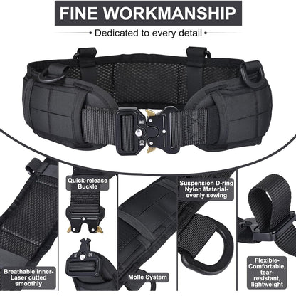 Green Adjustable Tactical Battle Belt Set - Padded MOLLE Outer & Nylon Inner Belt - Image 3