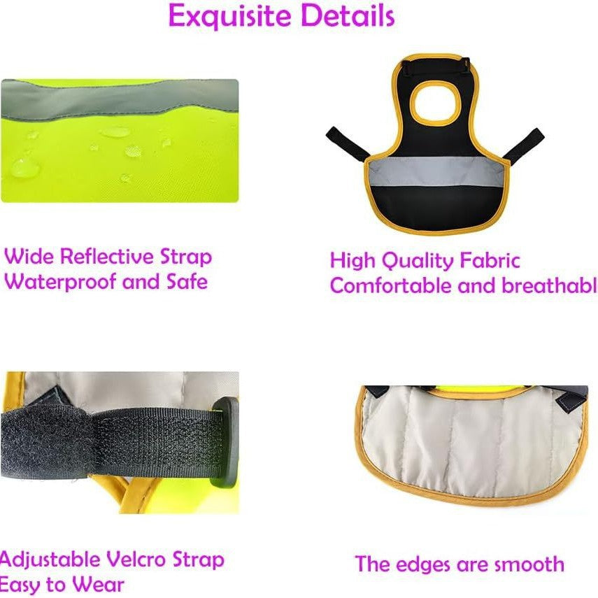 4 Pcs Fluorescent Green High Visibility Chicken & Duck Safety Vest - Reflective Poultry Jacket - Image 5