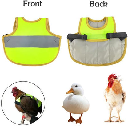 4 Pcs Fluorescent Green High Visibility Chicken & Duck Safety Vest - Reflective Poultry Jacket - Image 7