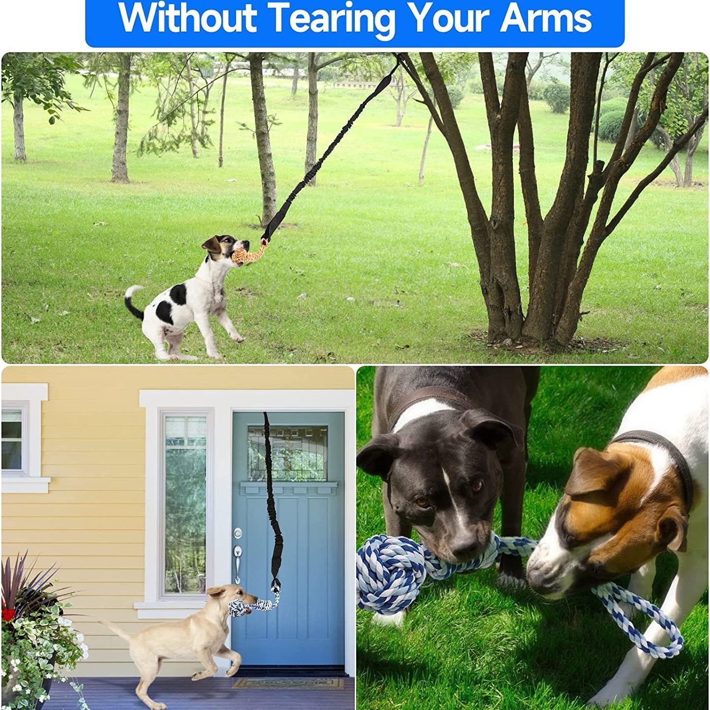 Grey And Colored Cotton Balls Interactive Bungee Dog Tug Toy - Hanging Rope Ball for Solo Play & Exercise - Image 4