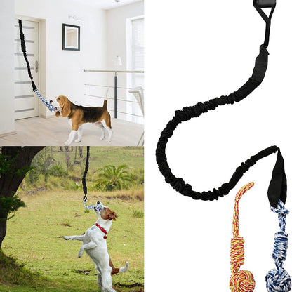 Red And Colored Cotton Balls Interactive Bungee Dog Tug Toy - Hanging Rope Ball for Solo Play & Exercise - Image 2
