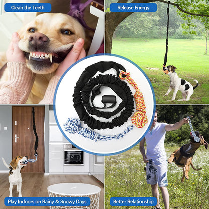 Red And Colored Cotton Balls Interactive Bungee Dog Tug Toy - Hanging Rope Ball for Solo Play & Exercise - Image 3