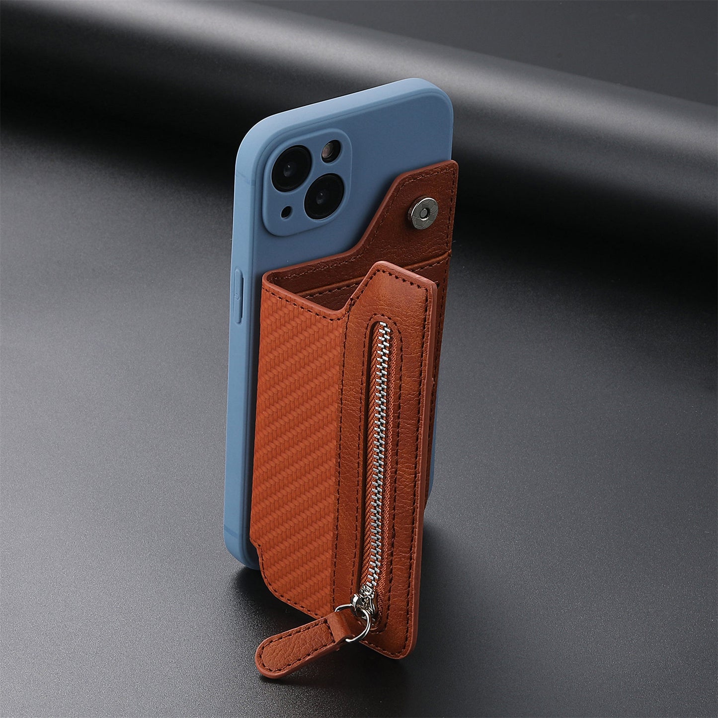 2 Pcs Black Multifunction Stick-On Phone Wallet - PU Leather Card Holder with Zipper & Flip Cover - Image 6
