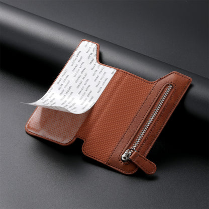 2 Pcs Black Multifunction Stick-On Phone Wallet - PU Leather Card Holder with Zipper & Flip Cover - Image 9