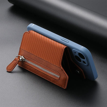 2 Pcs Blue Multifunction Stick-On Phone Wallet - PU Leather Card Holder with Zipper & Flip Cover - Image 7