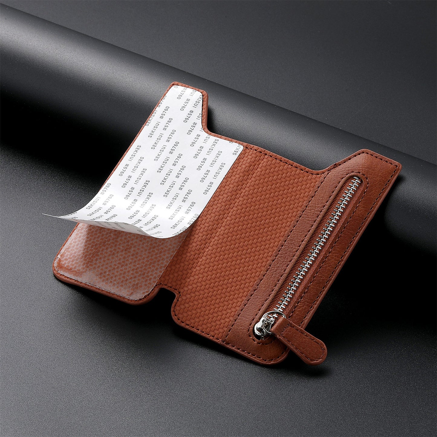 2 Pcs Blue Multifunction Stick-On Phone Wallet - PU Leather Card Holder with Zipper & Flip Cover - Image 9