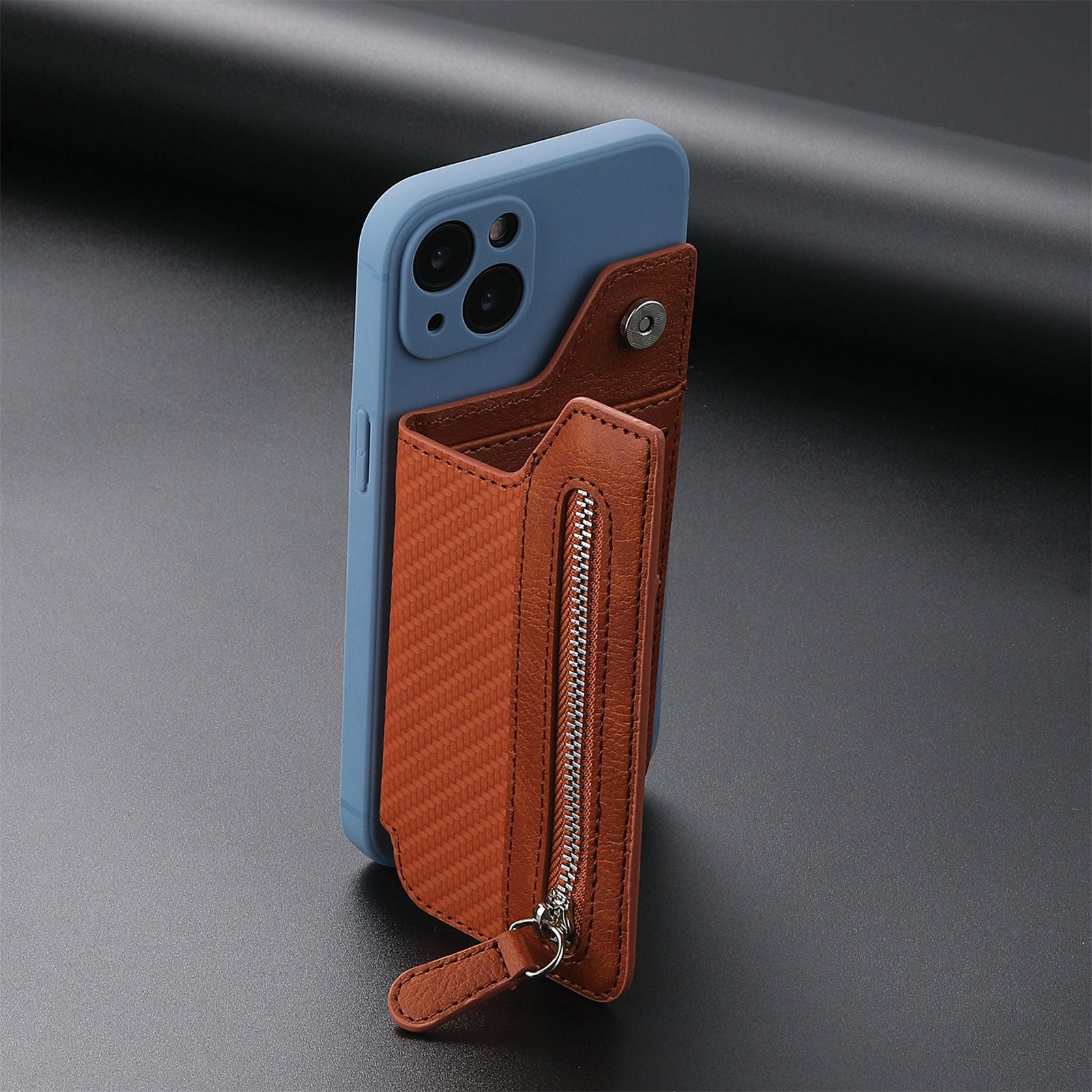 2 Pcs Green Multifunction Stick-On Phone Wallet - PU Leather Card Holder with Zipper & Flip Cover - Image 6