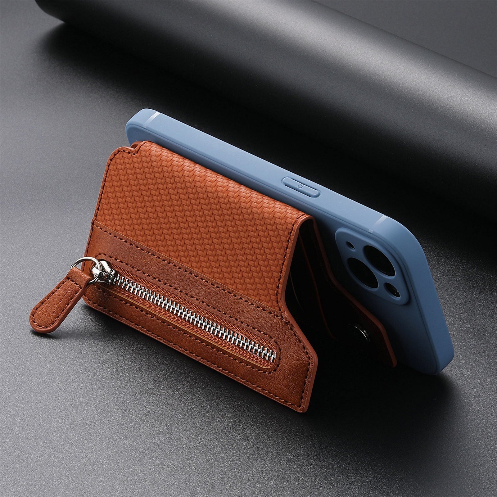 2 Pcs Green Multifunction Stick-On Phone Wallet - PU Leather Card Holder with Zipper & Flip Cover - Image 7