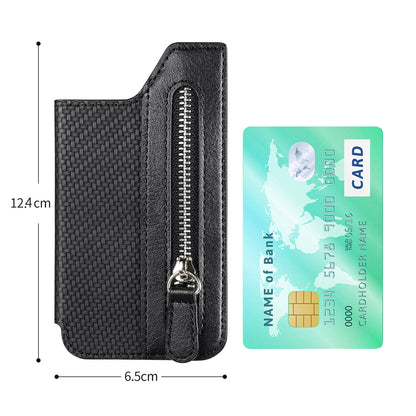 2 Pcs Khaki Multifunction Stick-On Phone Wallet - PU Leather Card Holder with Zipper & Flip Cover - Image 3