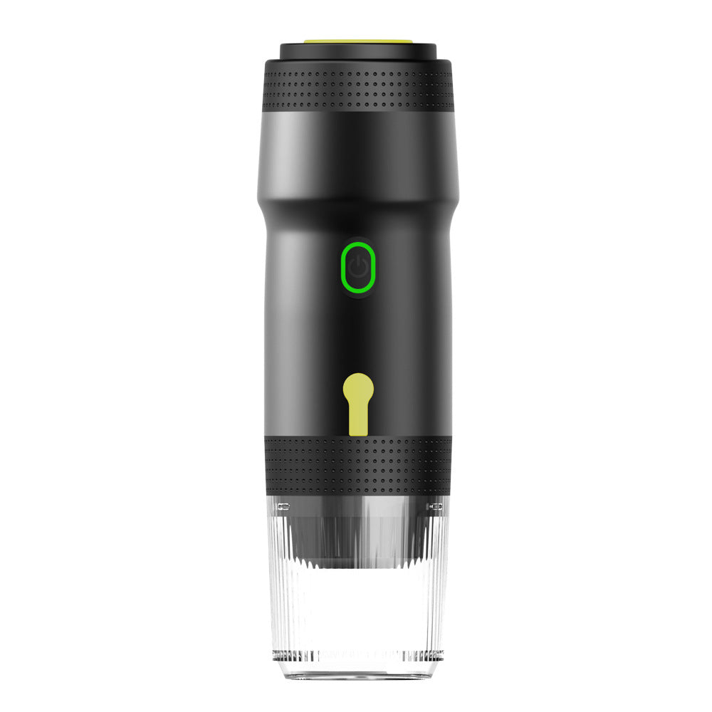 Black 3-in-1 Portable Electric Espresso Maker - Rechargeable Travel Coffee Machine for Capsules & Ground Coffee