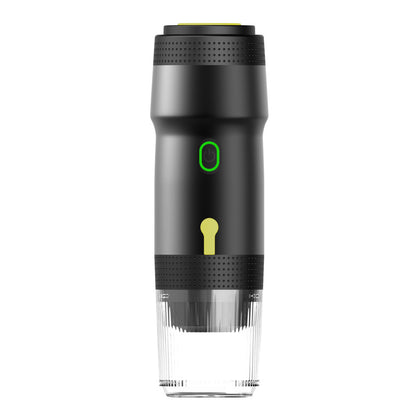 Black 3-in-1 Portable Electric Espresso Maker - Rechargeable Travel Coffee Machine for Capsules & Ground Coffee