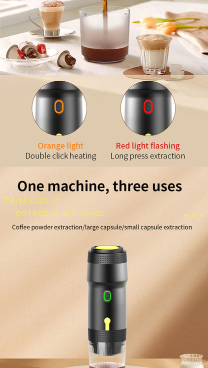 Silver 3-in-1 Portable Electric Espresso Maker - Rechargeable Travel Coffee Machine for Capsules & Ground Coffee - Image 4