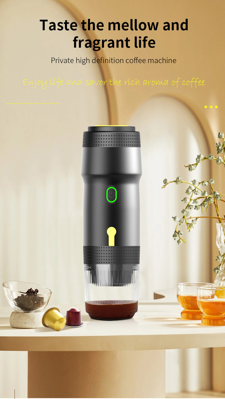 Green 3-in-1 Portable Electric Espresso Maker - Rechargeable Travel Coffee Machine for Capsules & Ground Coffee - Image 2