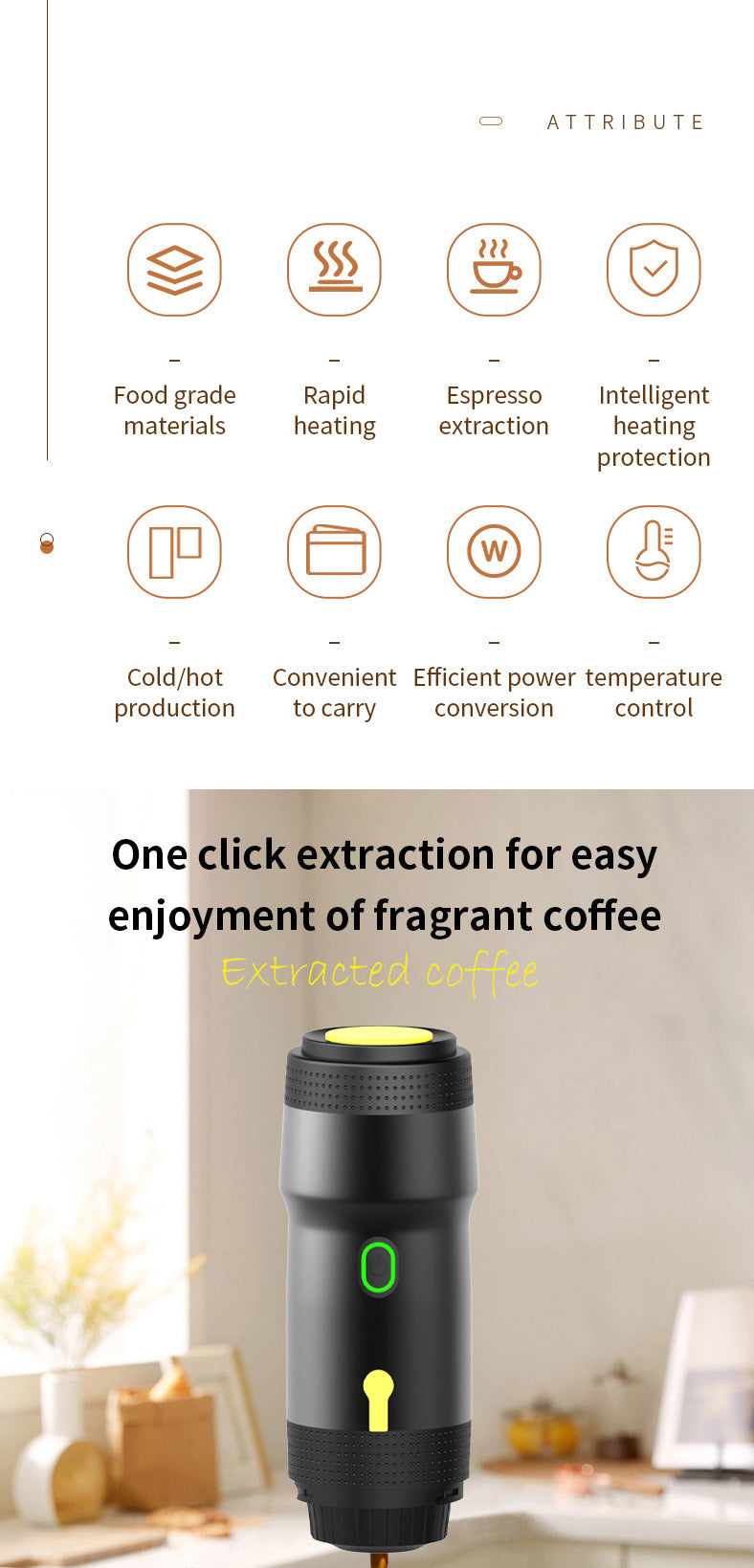 Green 3-in-1 Portable Electric Espresso Maker - Rechargeable Travel Coffee Machine for Capsules & Ground Coffee - Image 3