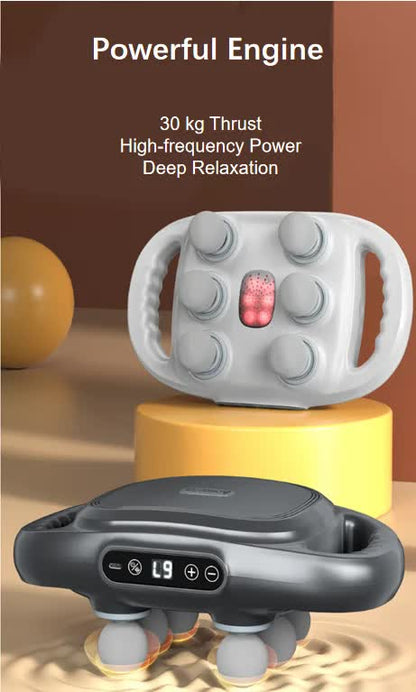 Dark Grey Advanced 6-Head Percussion Massager with Heat - Rechargeable Deep Tissue Muscle Relief Gun - Image 2