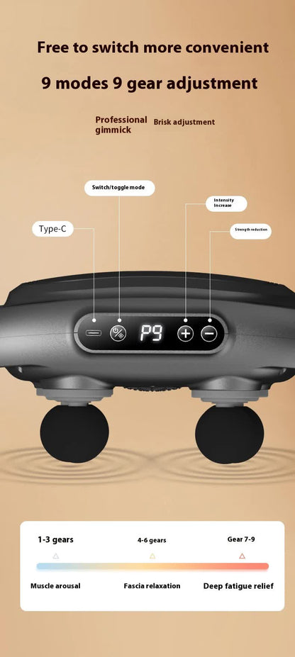Dark Grey Advanced 6-Head Percussion Massager with Heat - Rechargeable Deep Tissue Muscle Relief Gun - Image 4
