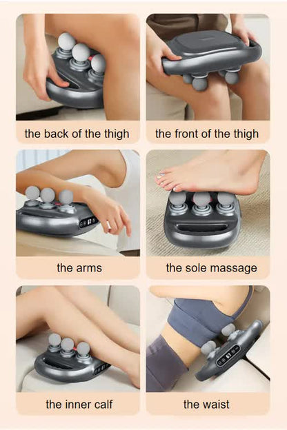 Dark Grey Advanced 6-Head Percussion Massager with Heat - Rechargeable Deep Tissue Muscle Relief Gun - Image 6