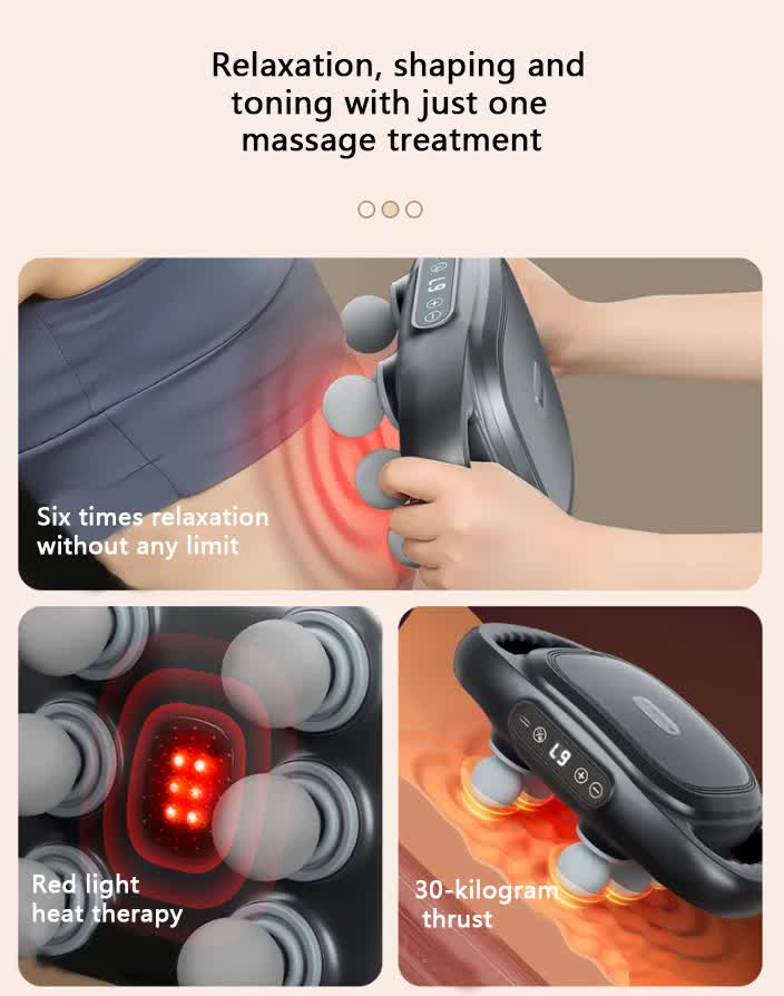 White Advanced 6-Head Percussion Massager with Heat - Rechargeable Deep Tissue Muscle Relief Gun - Image 5