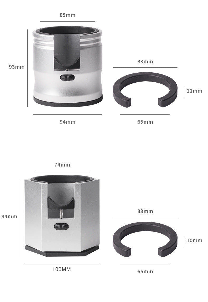 Silver Round Professional Aluminum Espresso Tamping Station - Adjustable Portafilter Holder Stand - Image 4