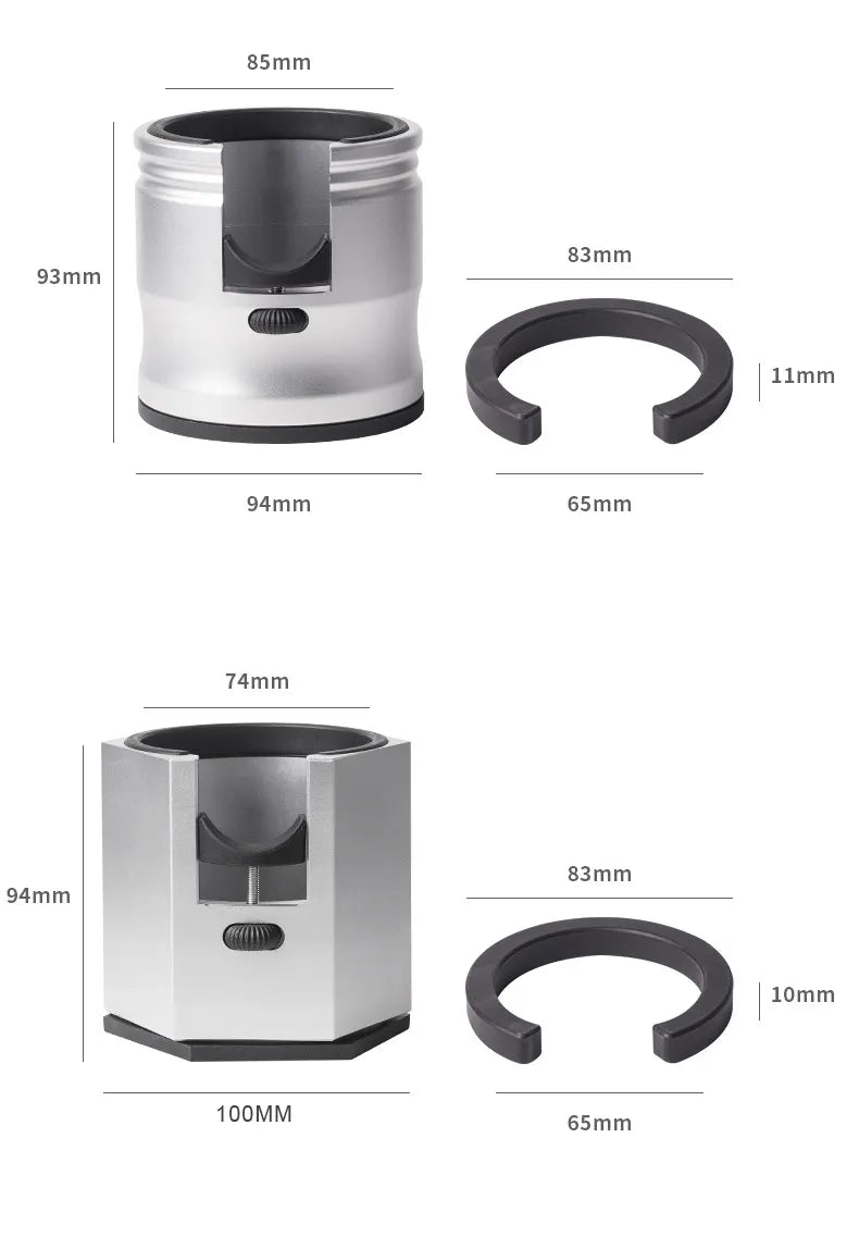 Silver Round Professional Aluminum Espresso Tamping Station - Adjustable Portafilter Holder Stand - Image 4