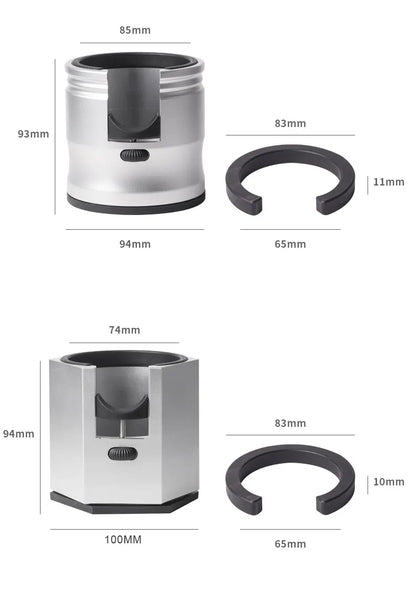 Silver Round Professional Aluminum Espresso Tamping Station - Adjustable Portafilter Holder Stand - Image 4