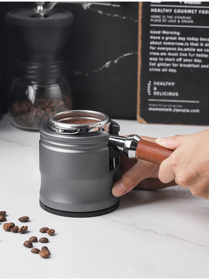 Silver Round Professional Aluminum Espresso Tamping Station - Adjustable Portafilter Holder Stand - Image 6