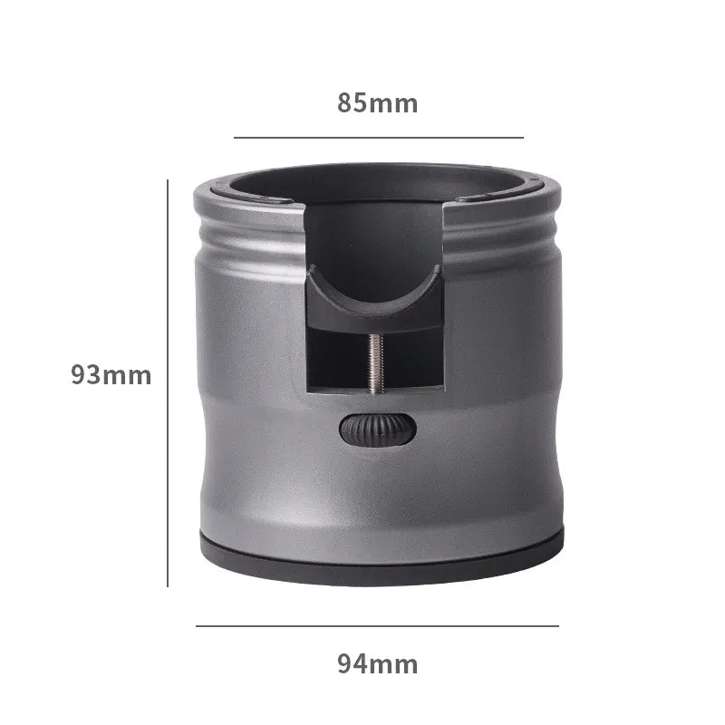 Dark Grey Round Professional Aluminum Espresso Tamping Station - Adjustable Portafilter Holder Stand