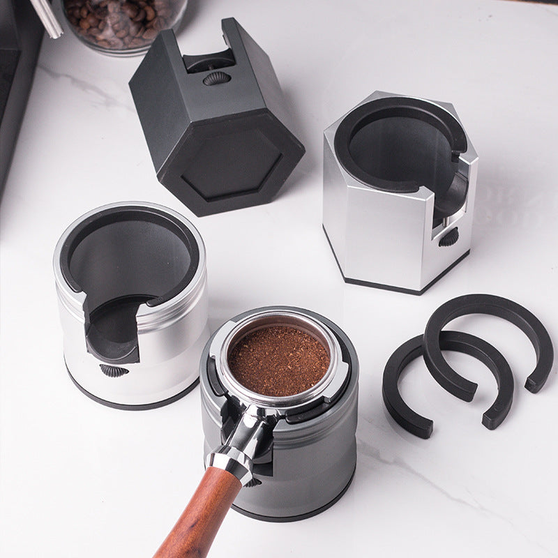 Dark Grey Round Professional Aluminum Espresso Tamping Station - Adjustable Portafilter Holder Stand - Image 3
