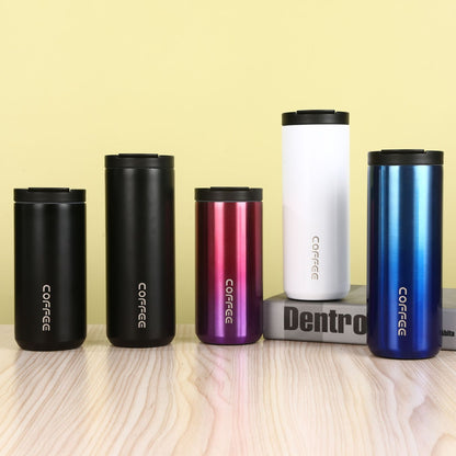Gold Sleek Insulated Stainless Steel Coffee Tumbler Set (400ml & 500ml) - One-Touch Lid Travel Mugs - Image 3