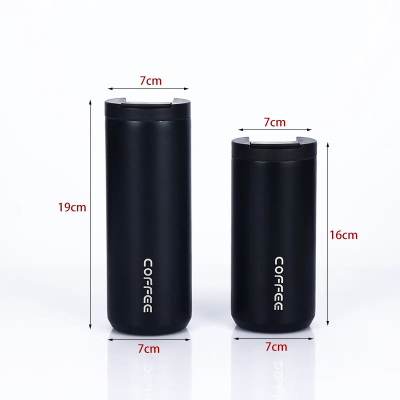 Blue Gradient Color Sleek Insulated Stainless Steel Coffee Tumbler Set (400ml & 500ml) - One-Touch Lid Travel Mugs - Image 4