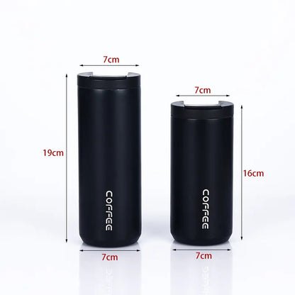 Blue Gradient Color Sleek Insulated Stainless Steel Coffee Tumbler Set (400ml & 500ml) - One-Touch Lid Travel Mugs - Image 4
