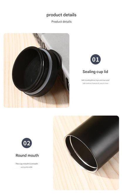 Blue Gradient Color Sleek Insulated Stainless Steel Coffee Tumbler Set (400ml & 500ml) - One-Touch Lid Travel Mugs - Image 8