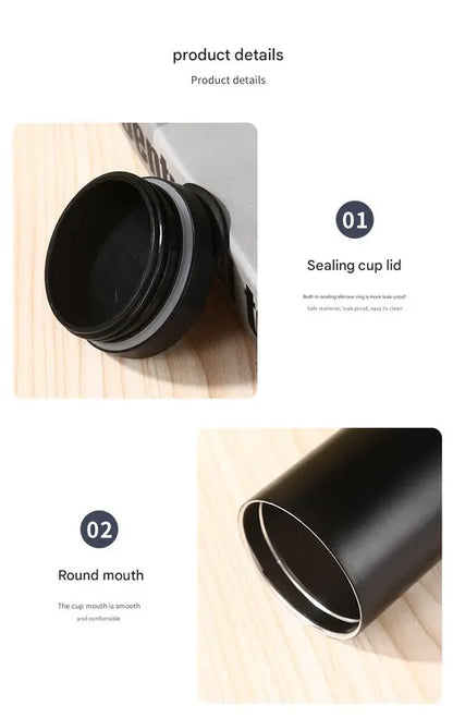 Blue Gradient Color Sleek Insulated Stainless Steel Coffee Tumbler Set (400ml & 500ml) - One-Touch Lid Travel Mugs - Image 8
