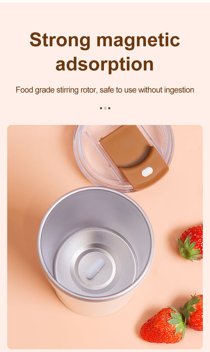 Light Yellow 316 Stainless Steel Rechargeable Electric Self-Stirring Mug - 420ml Automatic Mixing Cup with Magnetic Rotor - Image 6