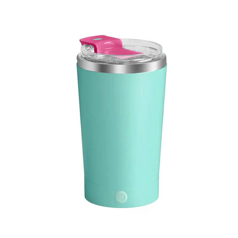 Light Blue 316 Stainless Steel Rechargeable Electric Self-Stirring Mug - 400ml Automatic Mixing Cup with Magnetic Rotor