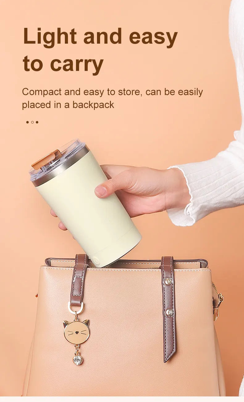 Dark Blue 316 Stainless Steel Rechargeable Electric Self-Stirring Mug - 420ml Automatic Mixing Cup with Magnetic Rotor - Image 9