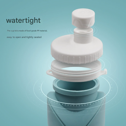 Eucalyptus Green Portable Silicone Collapsible Water Bottle - Foldable Sports Cup for Cycling and Outdoor Fitness - Image 3