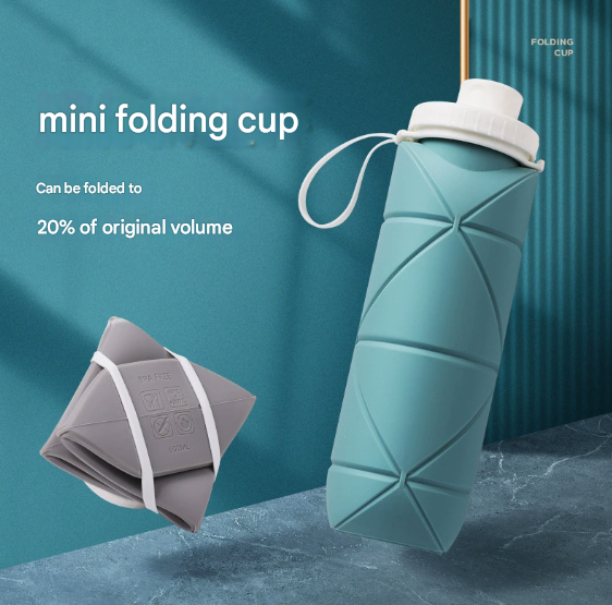 Blue-purple Portable Silicone Collapsible Water Bottle - Foldable Sports Cup for Cycling and Outdoor Fitness - Image 4
