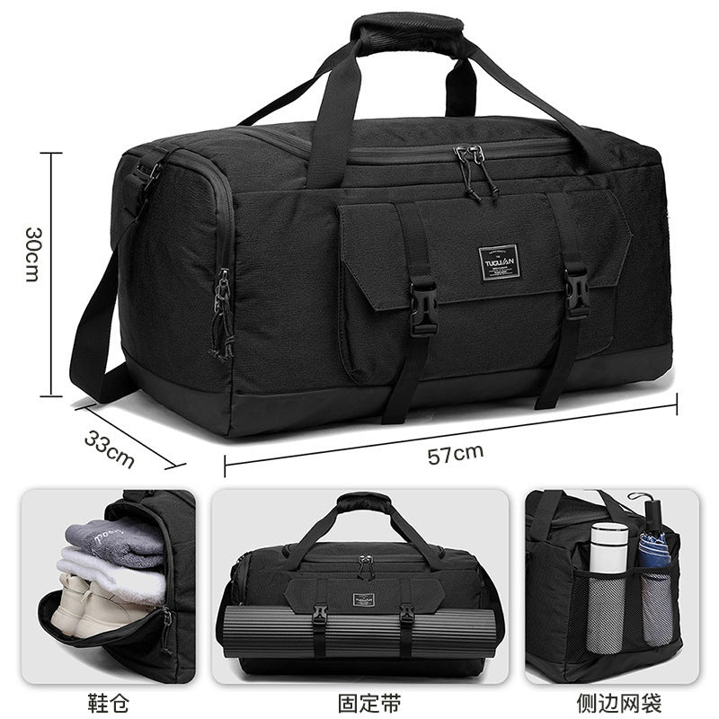 Yellow Dry Wet Separation Gym Bag - Yoga Fitness Travel Duffel - Shoe Compartment - Image 2