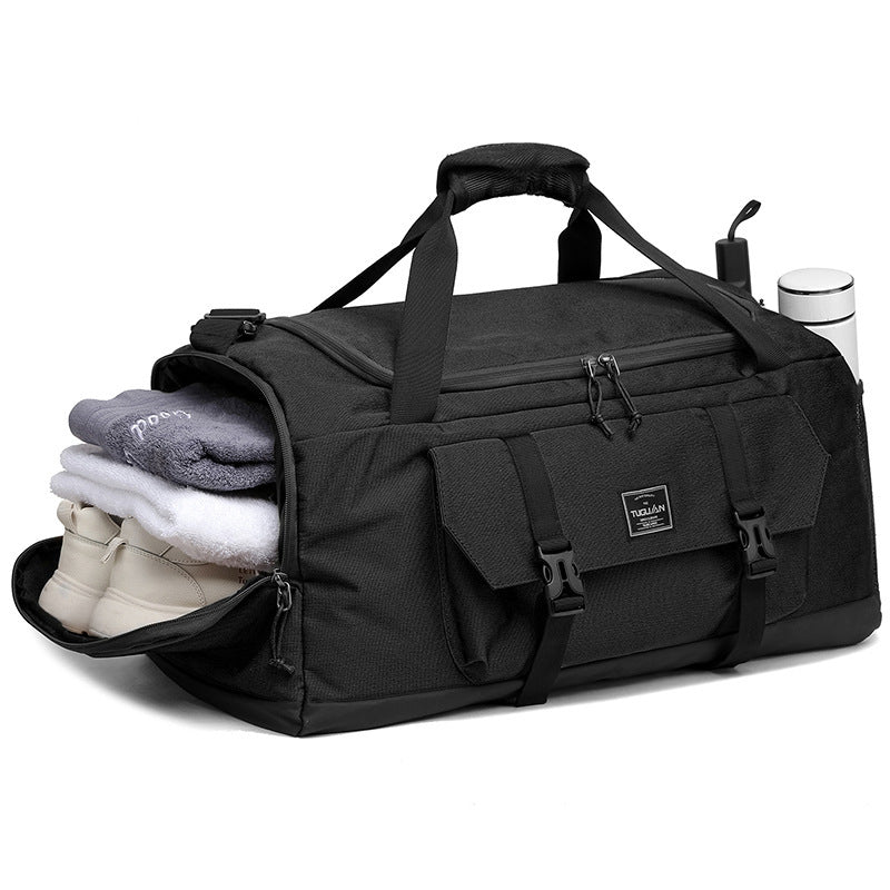 Green Dry Wet Separation Gym Bag - Yoga Fitness Travel Duffel - Shoe Compartment - Image 6