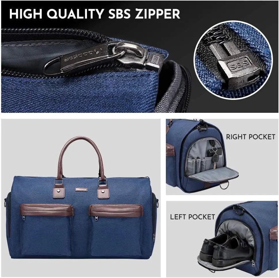 Dark Blue 45L Garment Duffel Bag - Men's Travel Suit Bag - Carry On Weekender - Image 3