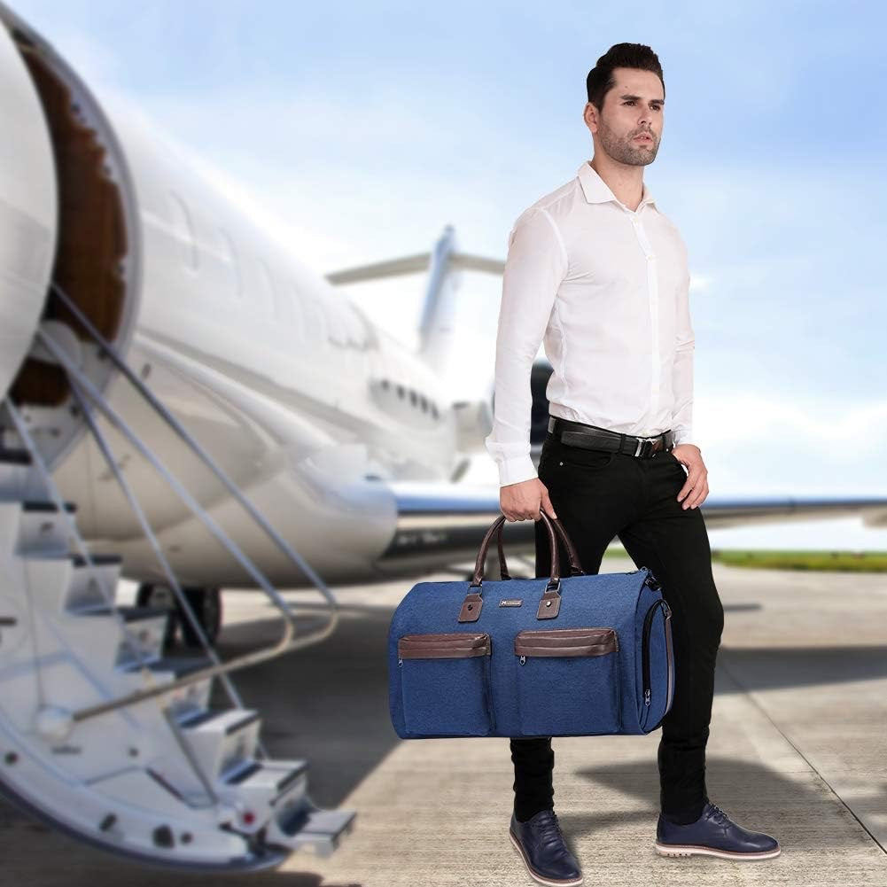 Dark Blue 45L Garment Duffel Bag - Men's Travel Suit Bag - Carry On Weekender - Image 5