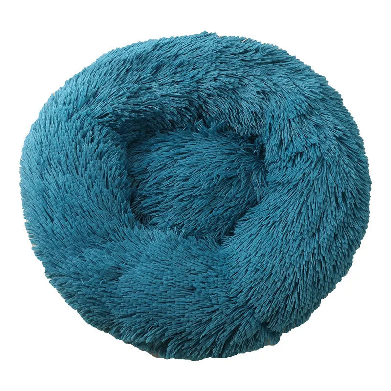 Blue Green 50cm Cozy Round Pet Bed - Plush Cat & Dog Bed with Non-Slip Base, Machine Washable