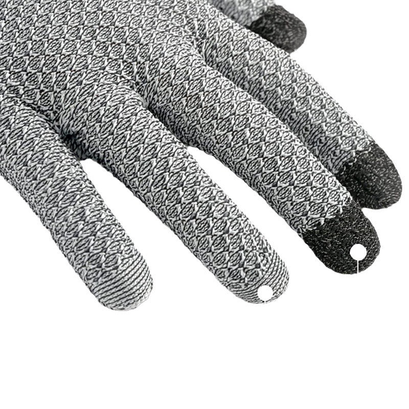 Grey 3-Pack Cut Resistant Gloves (Level 5 Protection) - Pineapple Grip, Touchscreen Compatible, Food Safe for Kitchen, Butcher & Fish Cleaning - One Size Fits Most - Image 3