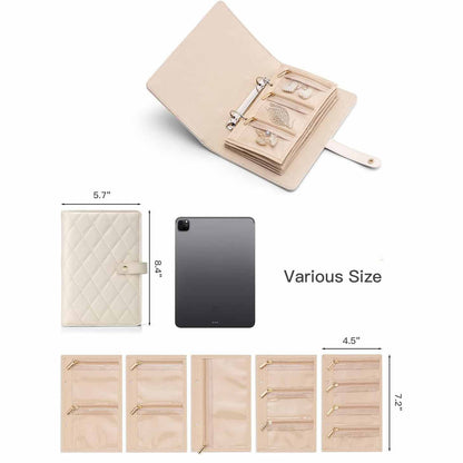 Green Foldable Travel Jewelry Organizer - Velvet Zippered Case with Transparent Pages & Detachable Pouches - Image 3
