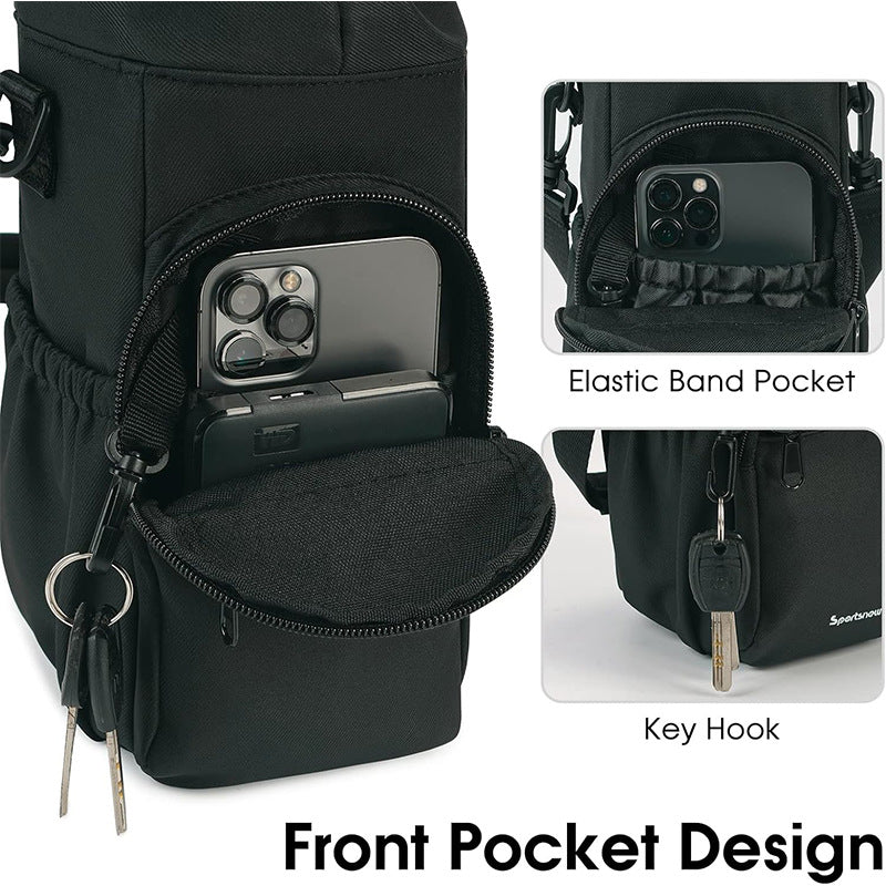 Purple Insulated Cup Holder Bag with Adjustable Strap - Water Bottle Carrier with Lock Drawstring & Heatproof Handle - Image 3