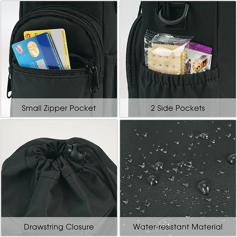 Green Insulated Cup Holder Bag with Adjustable Strap - Water Bottle Carrier with Lock Drawstring & Heatproof Handle - Image 4