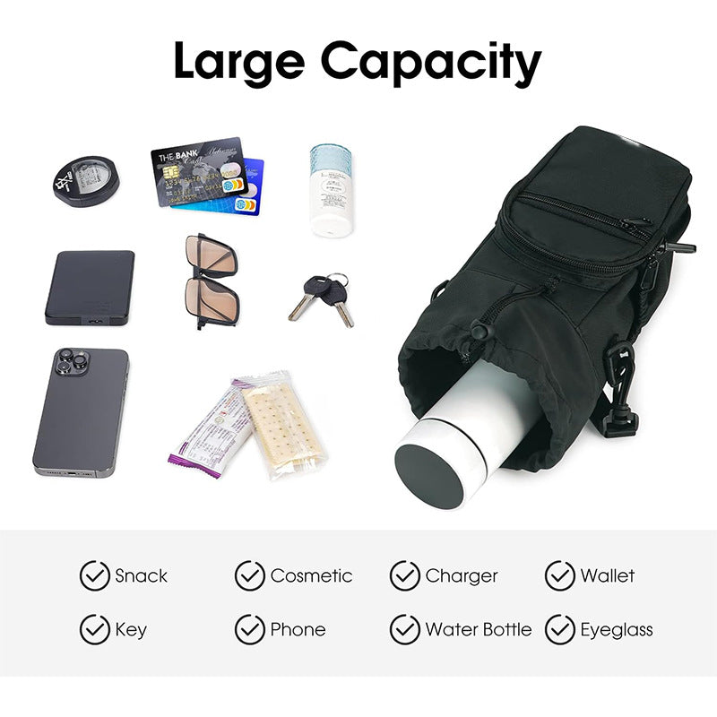 Green Insulated Cup Holder Bag with Adjustable Strap - Water Bottle Carrier with Lock Drawstring & Heatproof Handle - Image 5