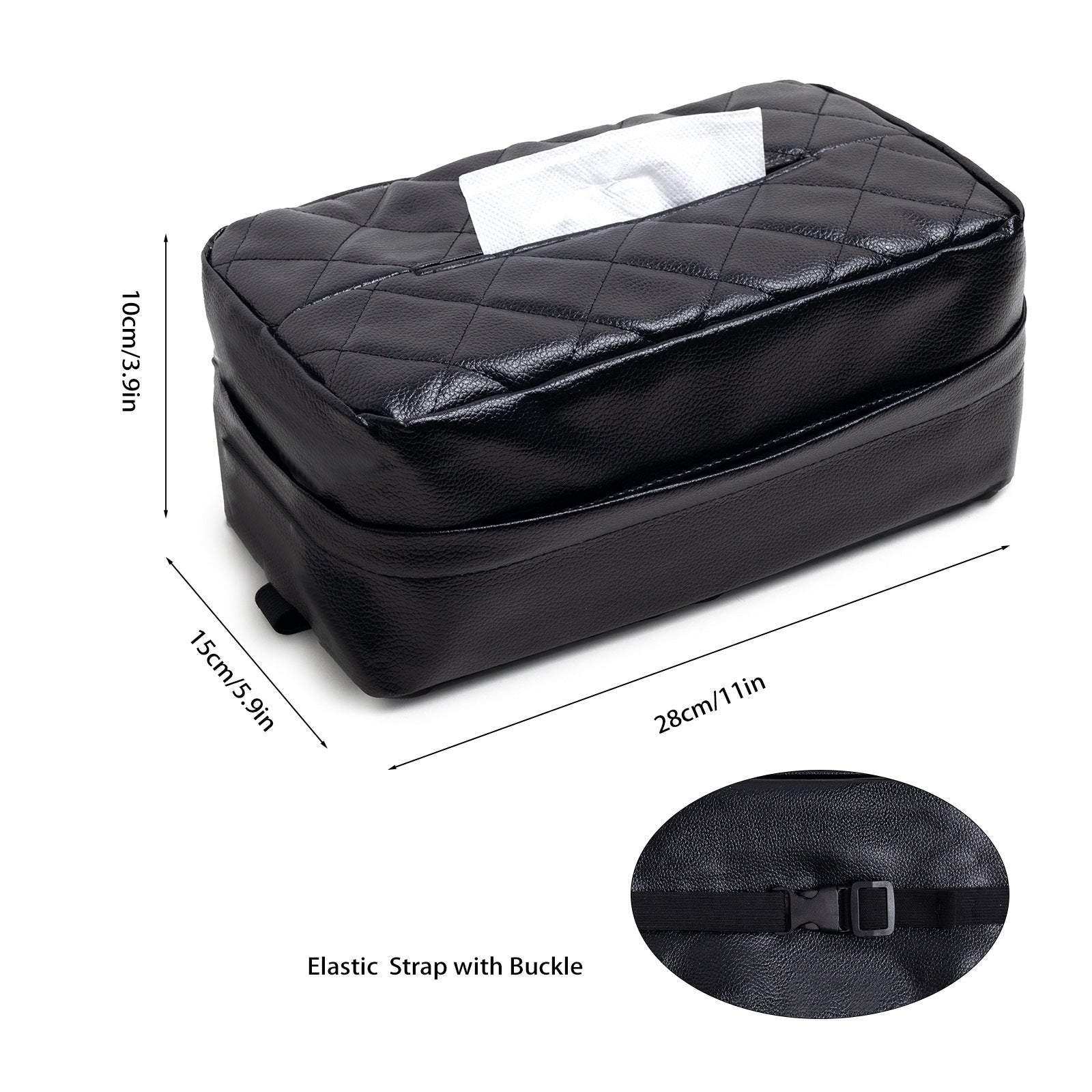 White 2-Pack Car Tissue Box Holder Set - Universal Sun Visor & Seat Back PU Leather Organizer - Image 2